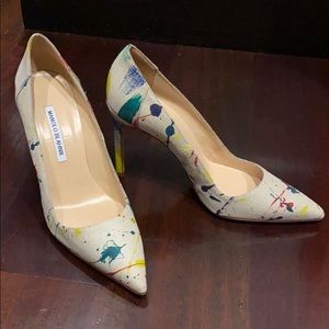Manolo Blahnik Splattered Canvas Pump